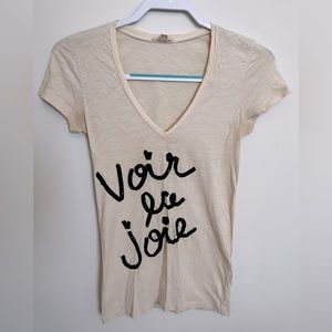 J CREW Graphic Tee, with French black embellishment with sequins